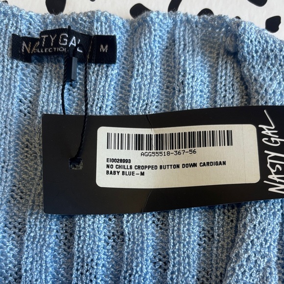Nasty Gal Cropped Light Blue Ribbed Cardigan Size M New with tags - Picture 4 of 6